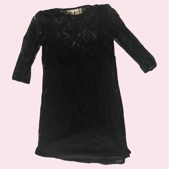 Divided by H&M Black Lace Sheer Bodycon Party Quarter Sleeve Mini Dress (Size M) - Picture 1 of 16